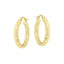 Pair of gold-toned oval hoop earrings with a hammered texture and hinged closures.