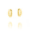 Pair of gold-toned hoop earrings, each formed by a series of connected heart shapes, with a polished finish.