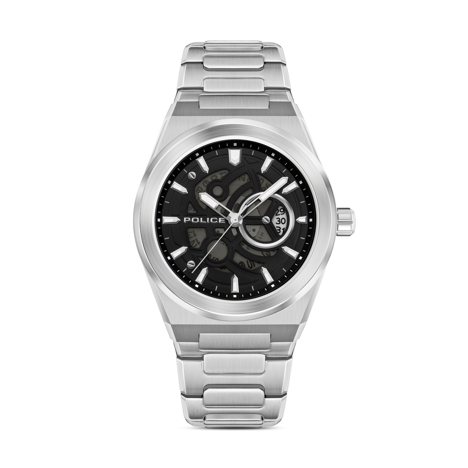 Police Steel Case, Black Dial, Steel Watch