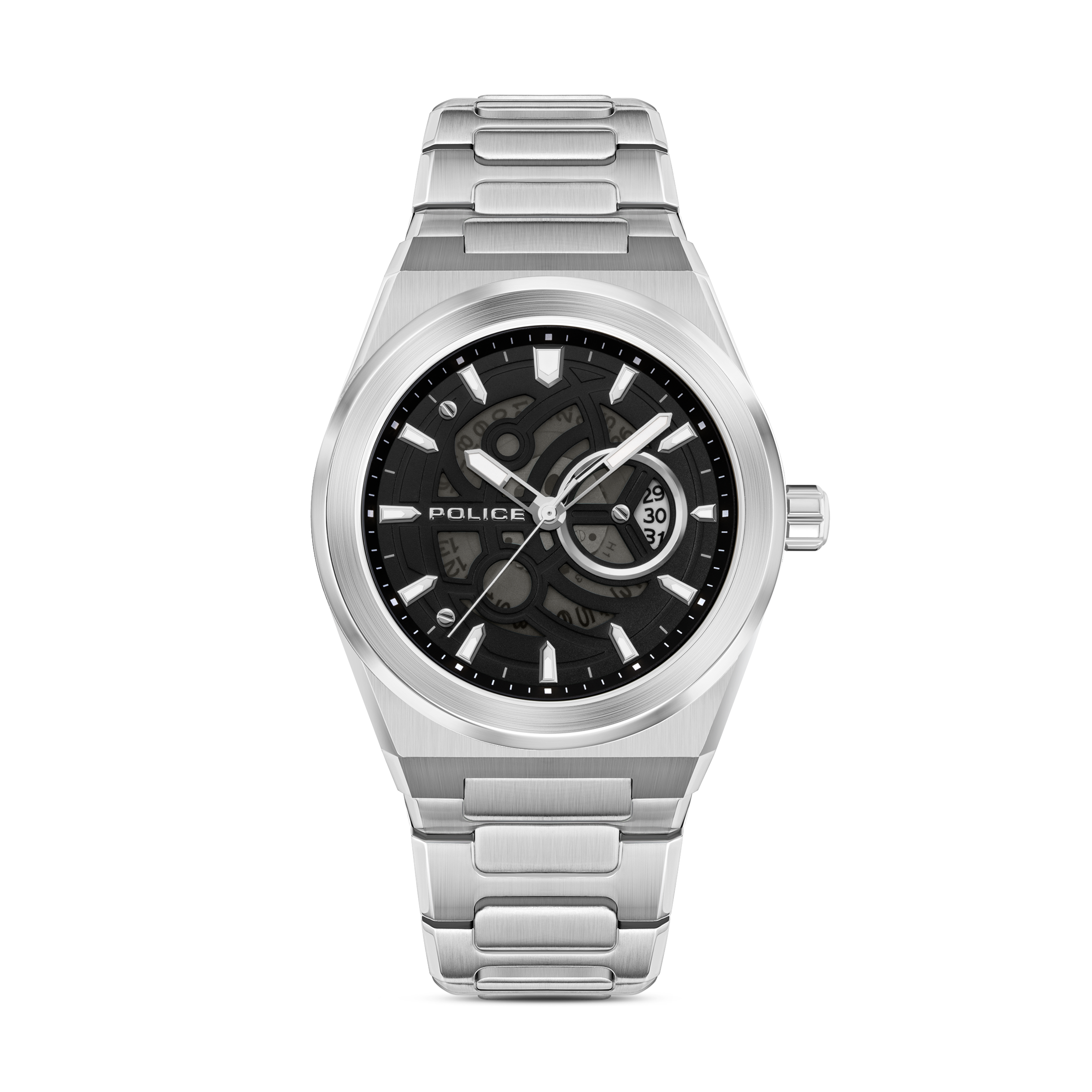 Police Steel Case, Black Dial, Steel Watch