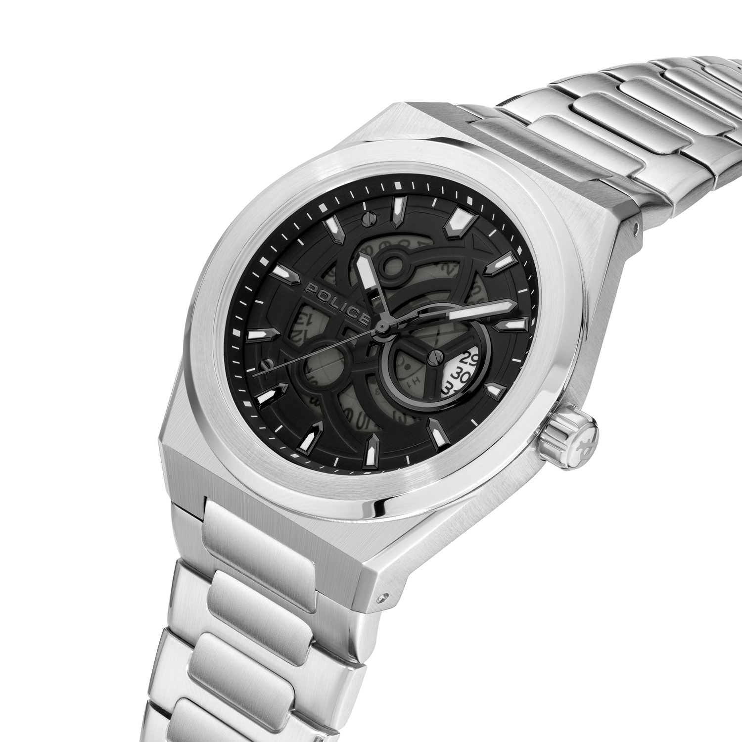 Police Steel Case, Black Dial, Steel Watch