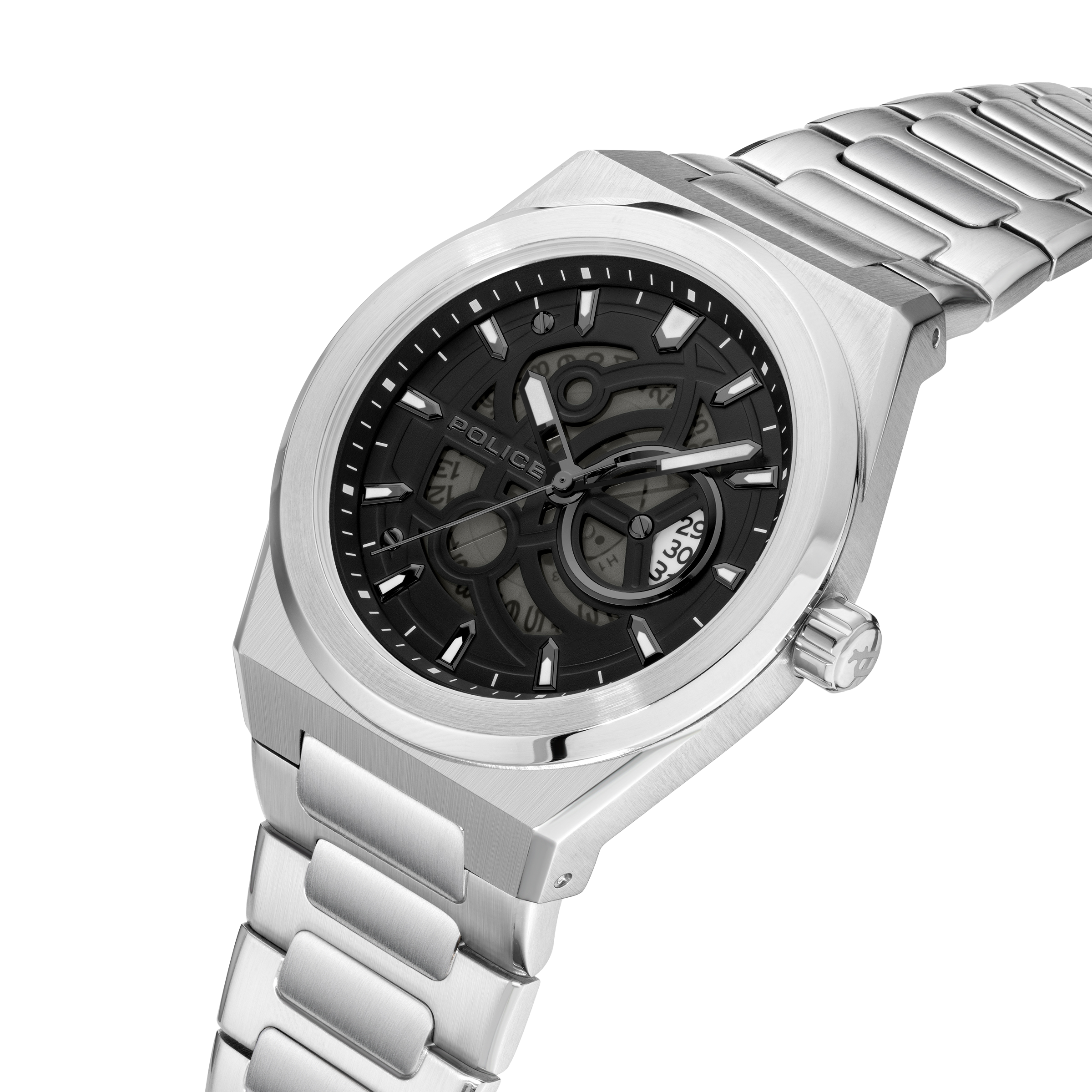 Police Steel Case, Black Dial, Steel Watch