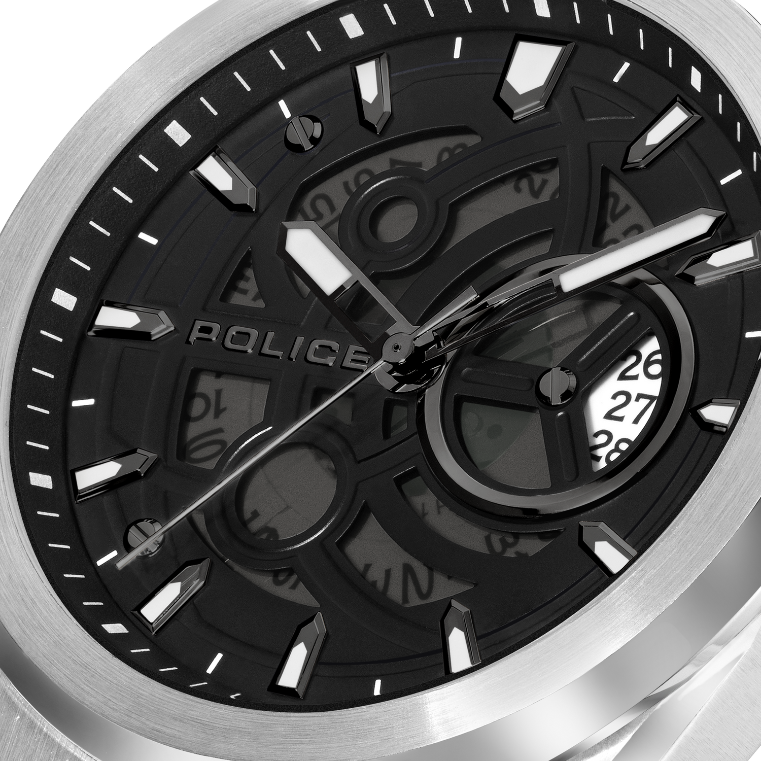 Police Steel Case, Black Dial, Steel Watch