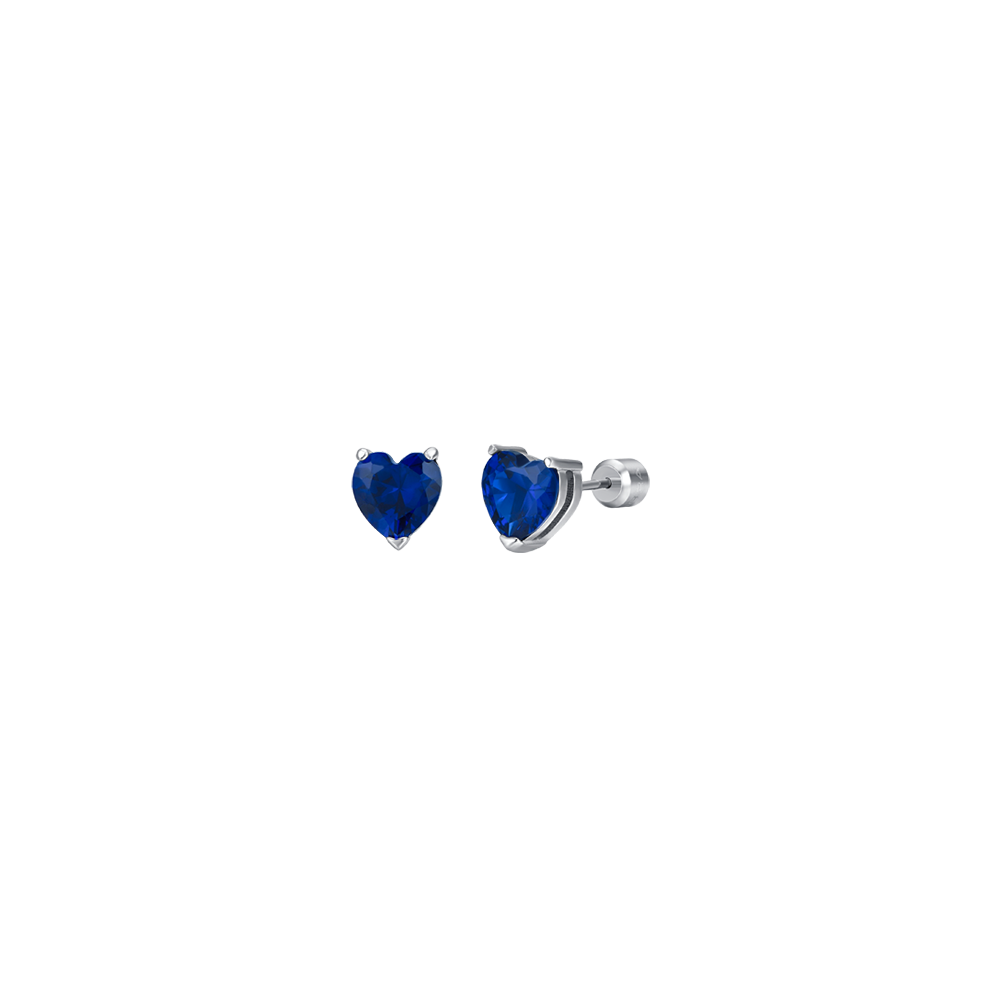 Luca Barra Ladies Steel Earrings With Blue Crystal Hearts