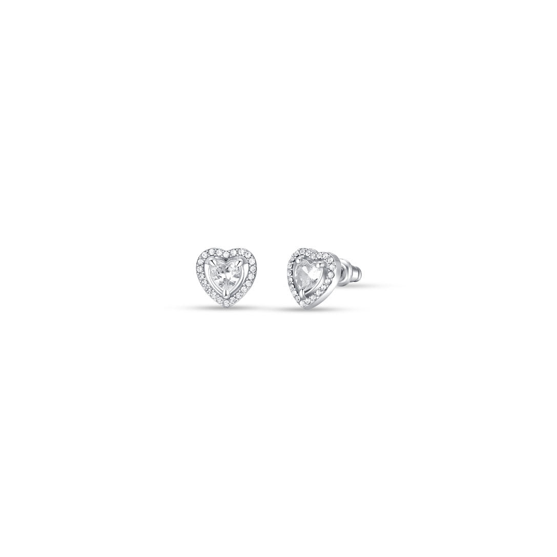 Luca Barra Ladies steel earrings with white zircons