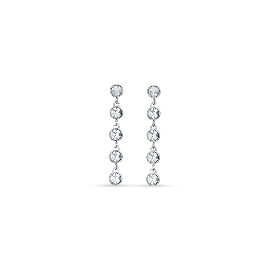 Luca Barra Ladies steel earrings with White crystals