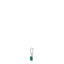 Silver-toned steel hoop earring with a dangling green rectangular zircon and a small white round zircon.