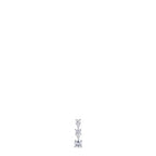 Silver-toned steel dangle earring with three clear square zircons, largest at bottom, decreasing in size upwards.