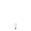 Silver-toned steel hoop earring with a dangling round emerald green zircon stone in a four-prong setting.