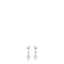 Pair of silver-toned steel drop earrings with white zircon studs and dangling treble clef symbols