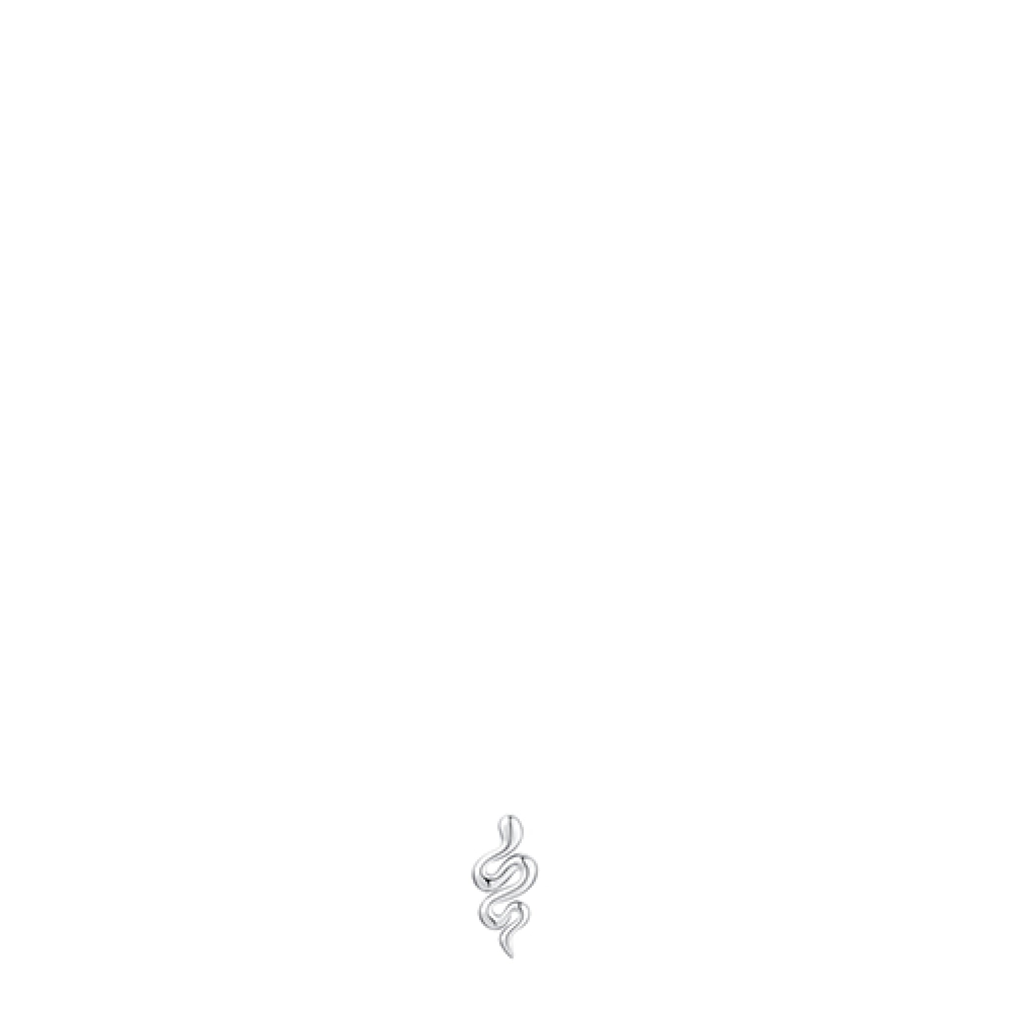 Silver-toned steel mono earring shaped like a coiled snake.