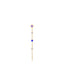Single gold-toned steel drop earring with a lavender round crystal stud, two clear four-petal crystals, and a blue round crys