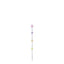 Silver-toned single threader earring with a pink round crystal, purple, yellow, and green square crystals on a chain.