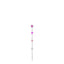 Single silver-toned steel drop earring with a round magenta crystal, square purple crystal, light pink crystal, two crystal b