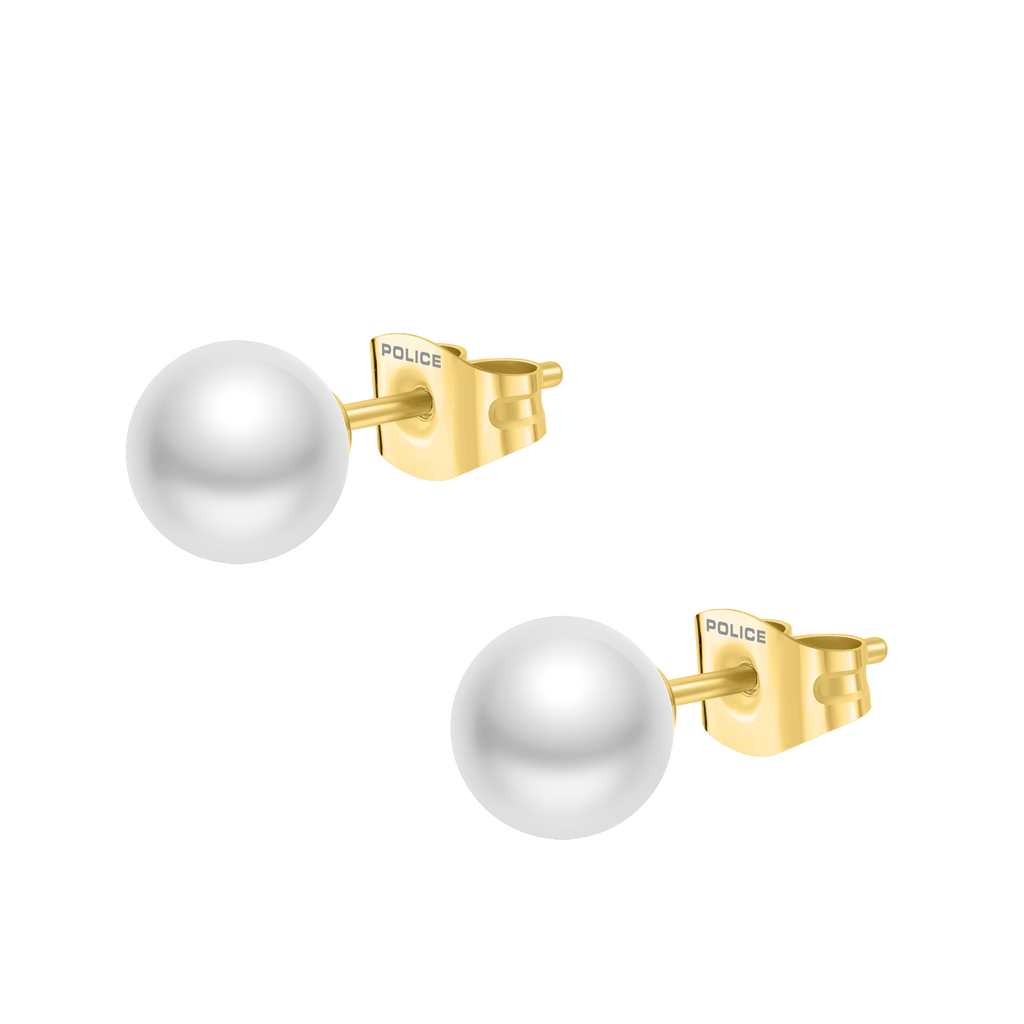 Police Opaline White Pearl Stud Earrings