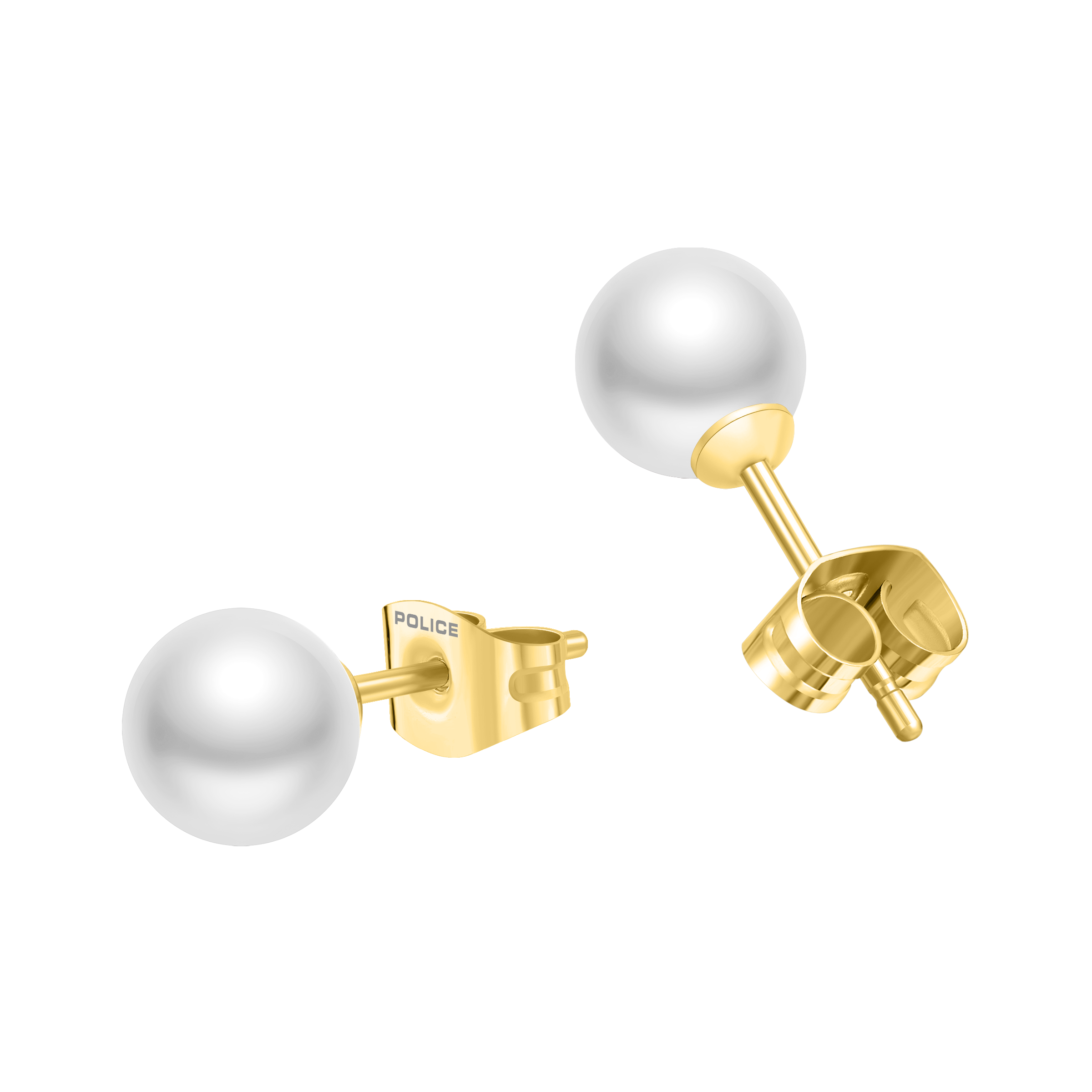 Police Opaline White Pearl Stud Earrings