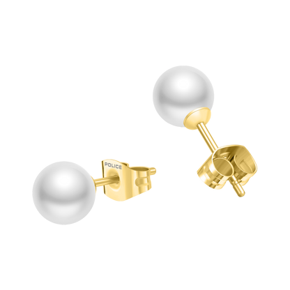 Police Opaline White Pearl Stud Earrings
