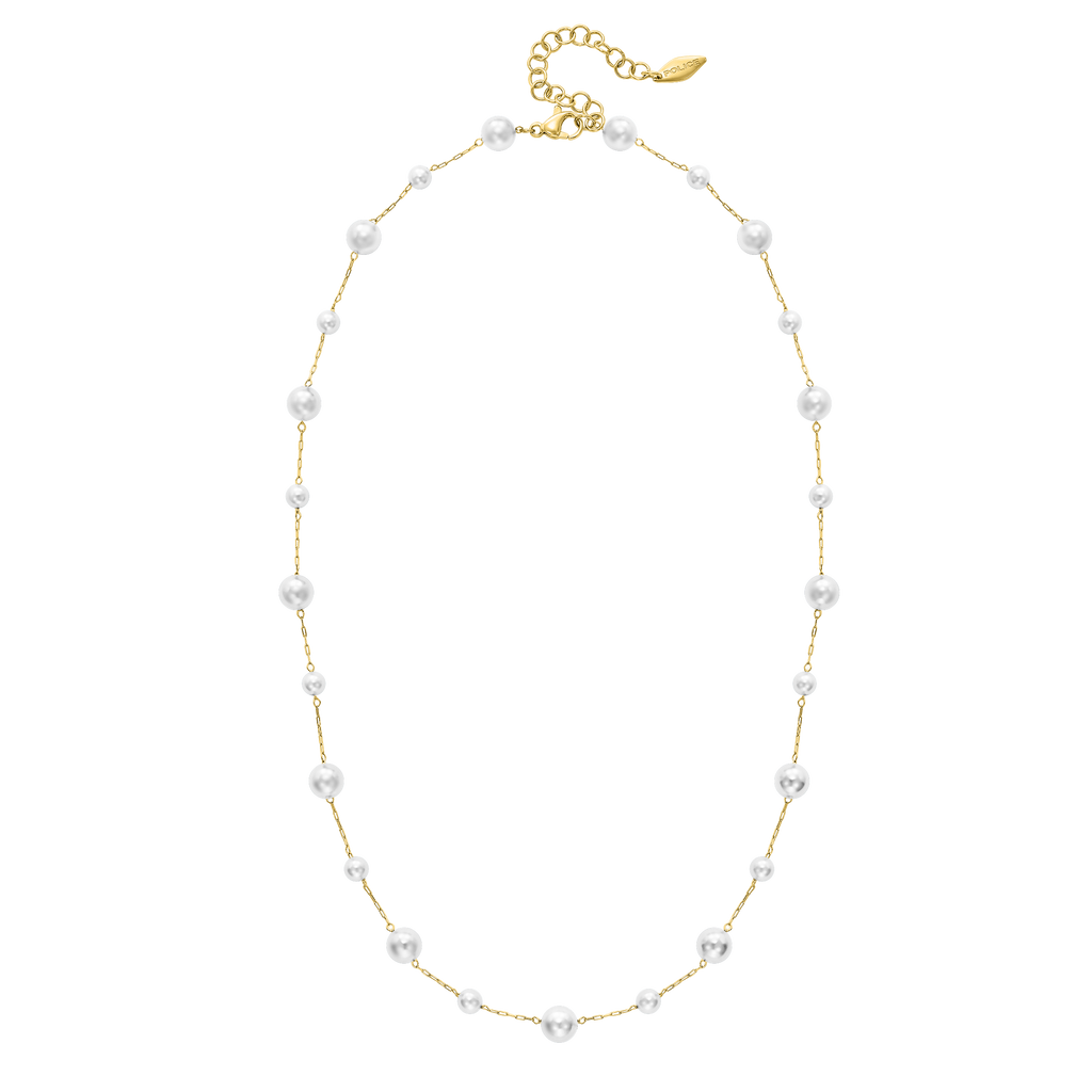 Police Opaline White Pearls Chain Necklace