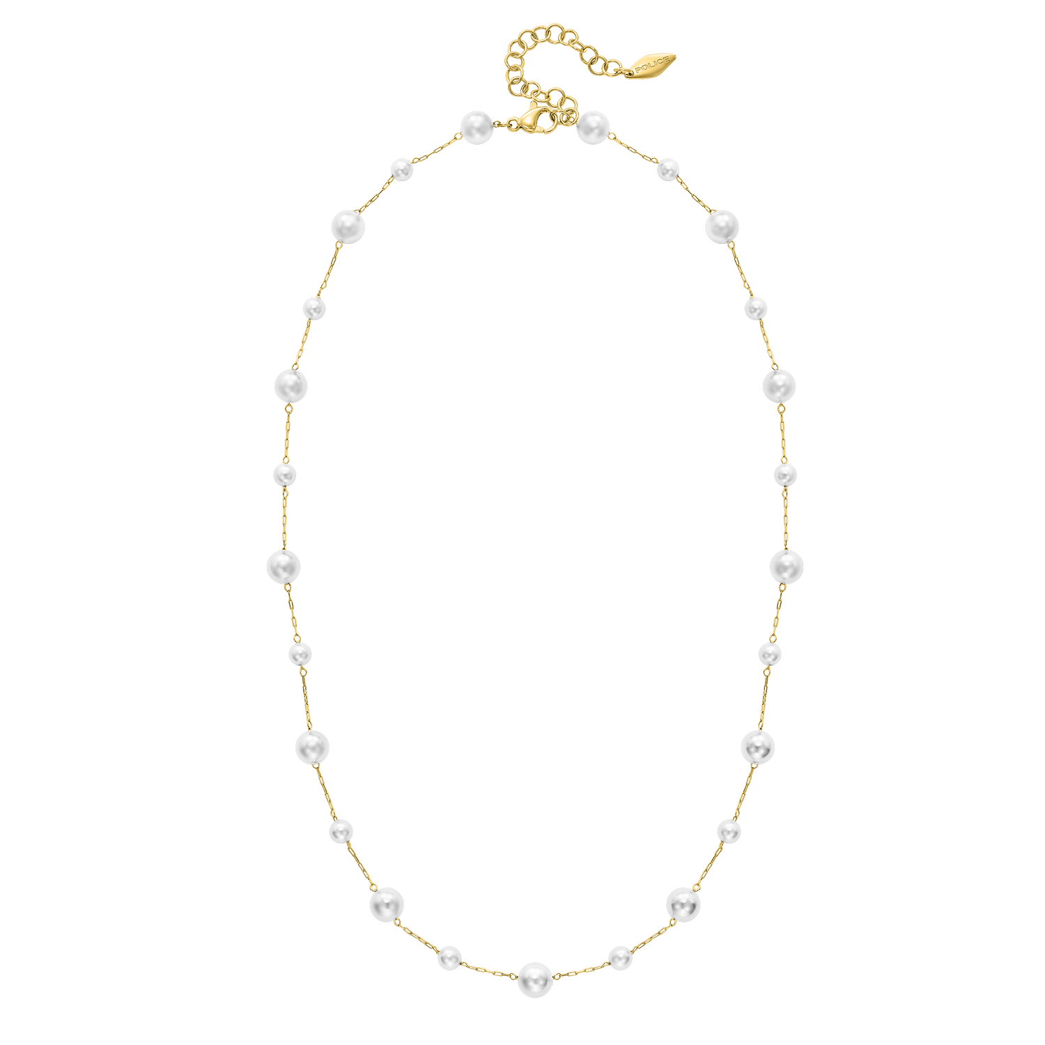 Police Opaline White Pearls Chain Necklace