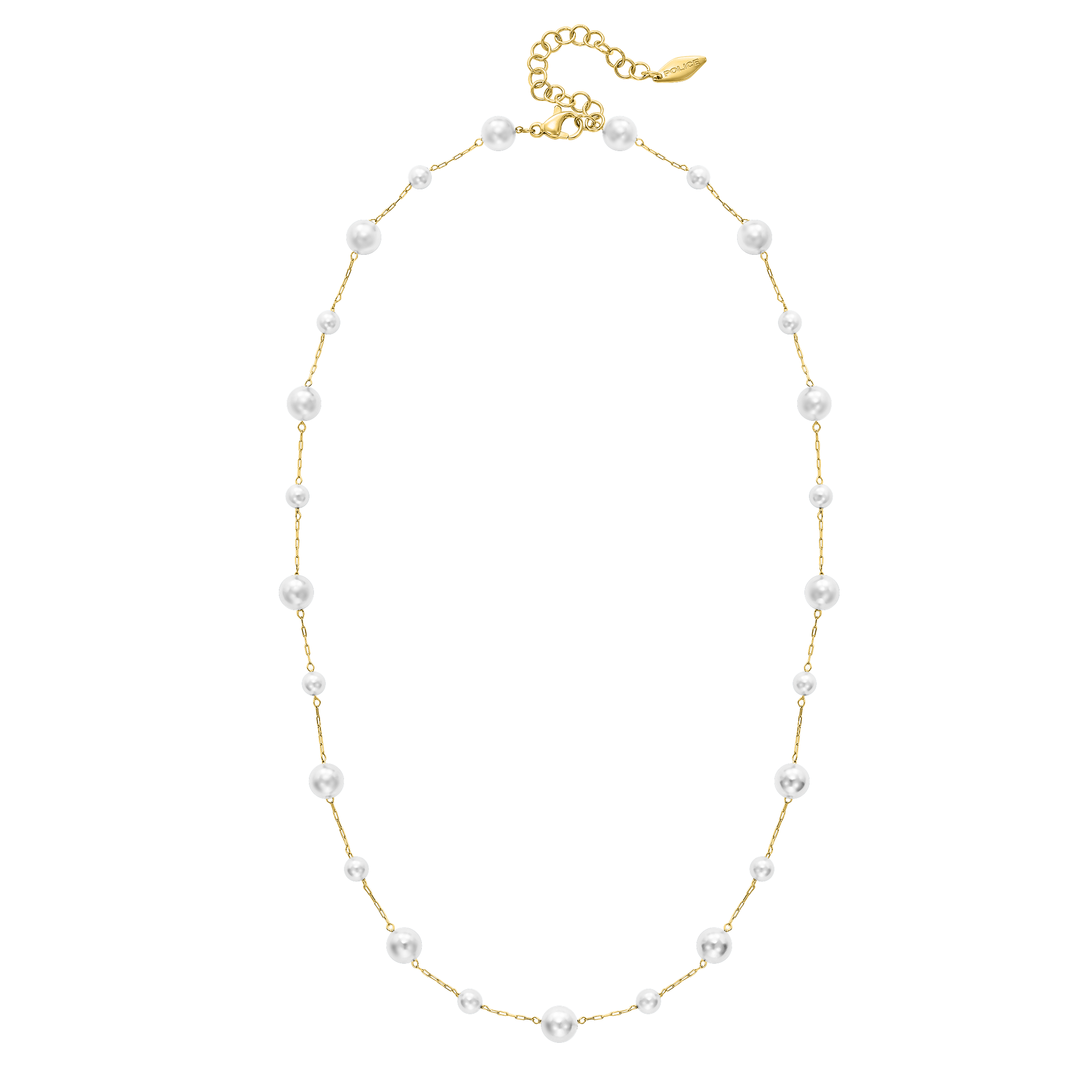 Police Opaline White Pearls Chain Necklace