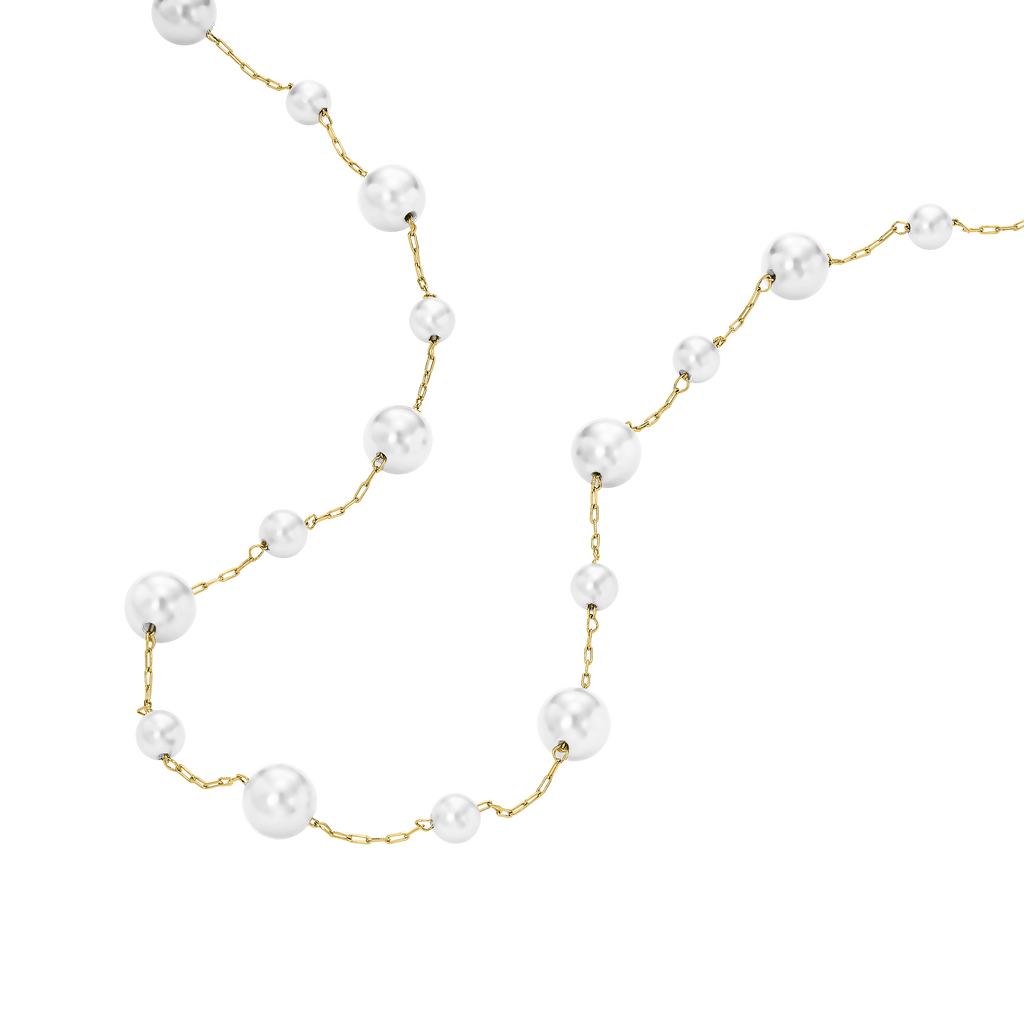 Police Opaline White Pearls Chain Necklace