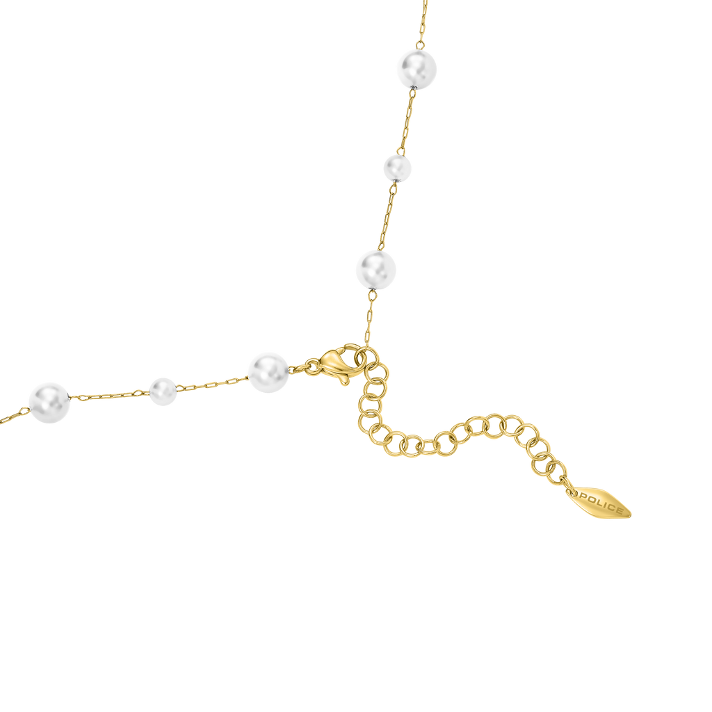 Police Opaline White Pearls Chain Necklace