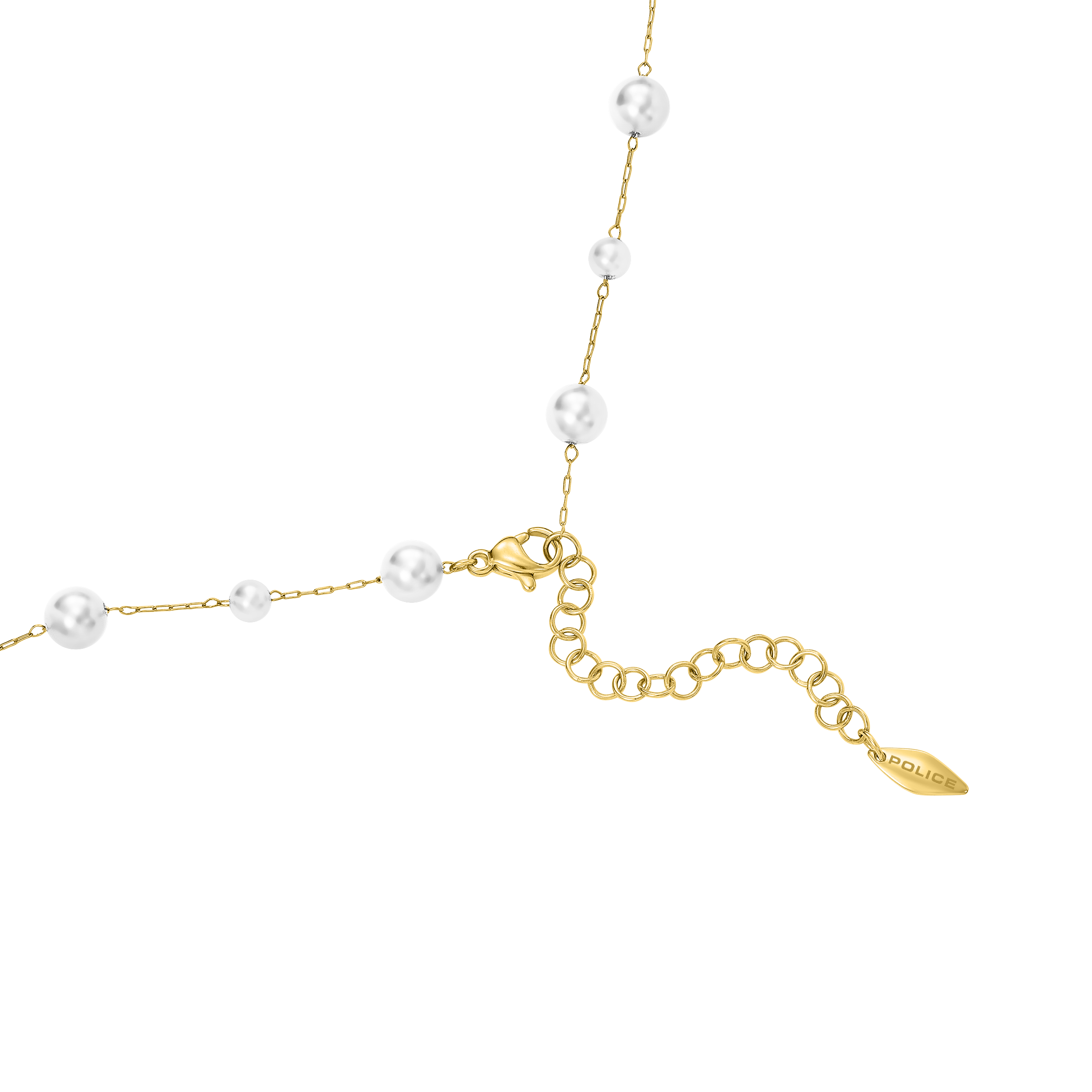 Police Opaline White Pearls Chain Necklace