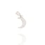 Silver-toned crescent moon charm with a polished finish and clear round simulated gemstones on its inner curve.