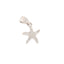 Silver-toned starfish charm with clear pave-set stones and a polished bail.