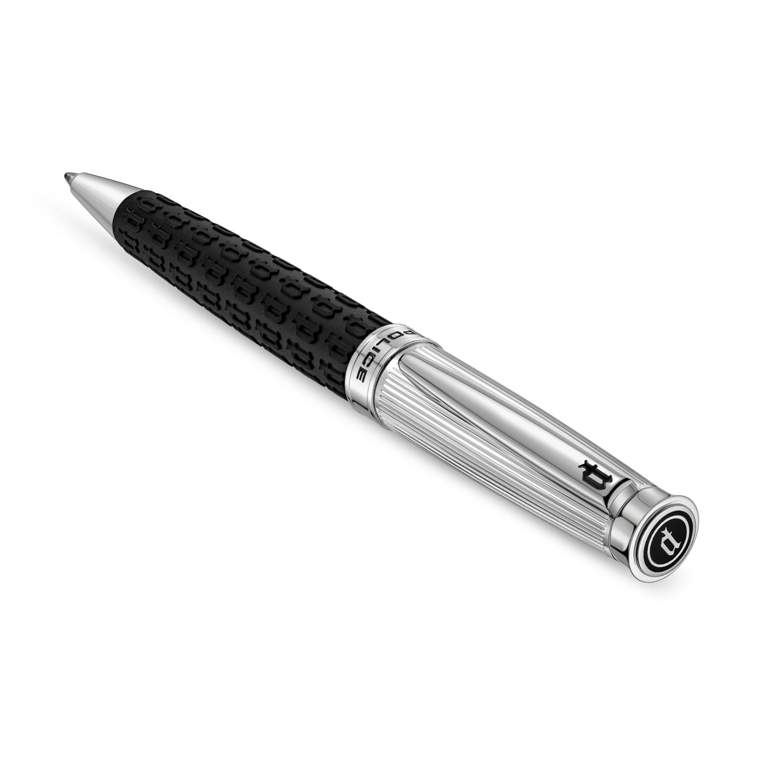 Police Texture Black P Logo With Shiny Steel Gordon&