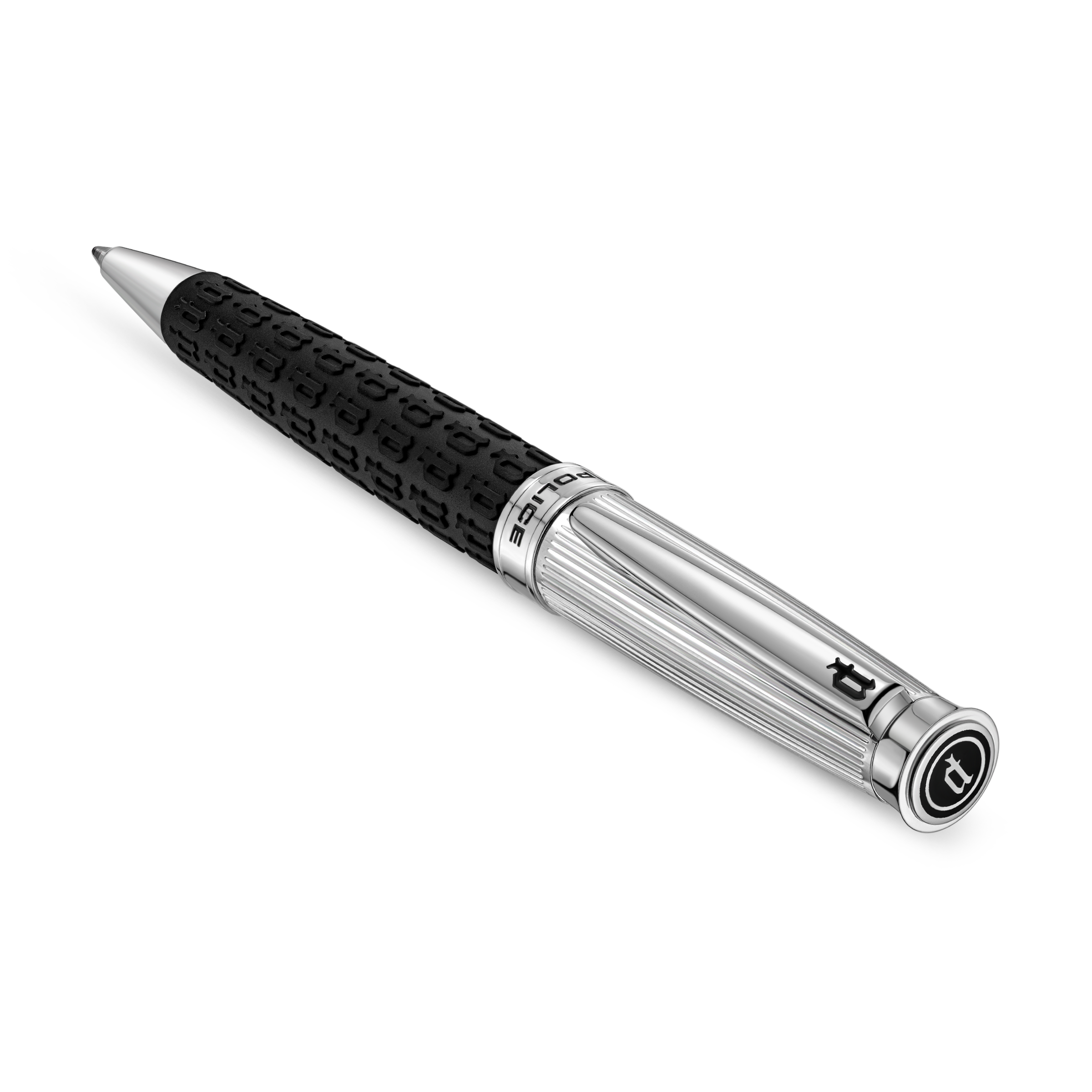 Police Texture Black P Logo With Shiny Steel Gordon&