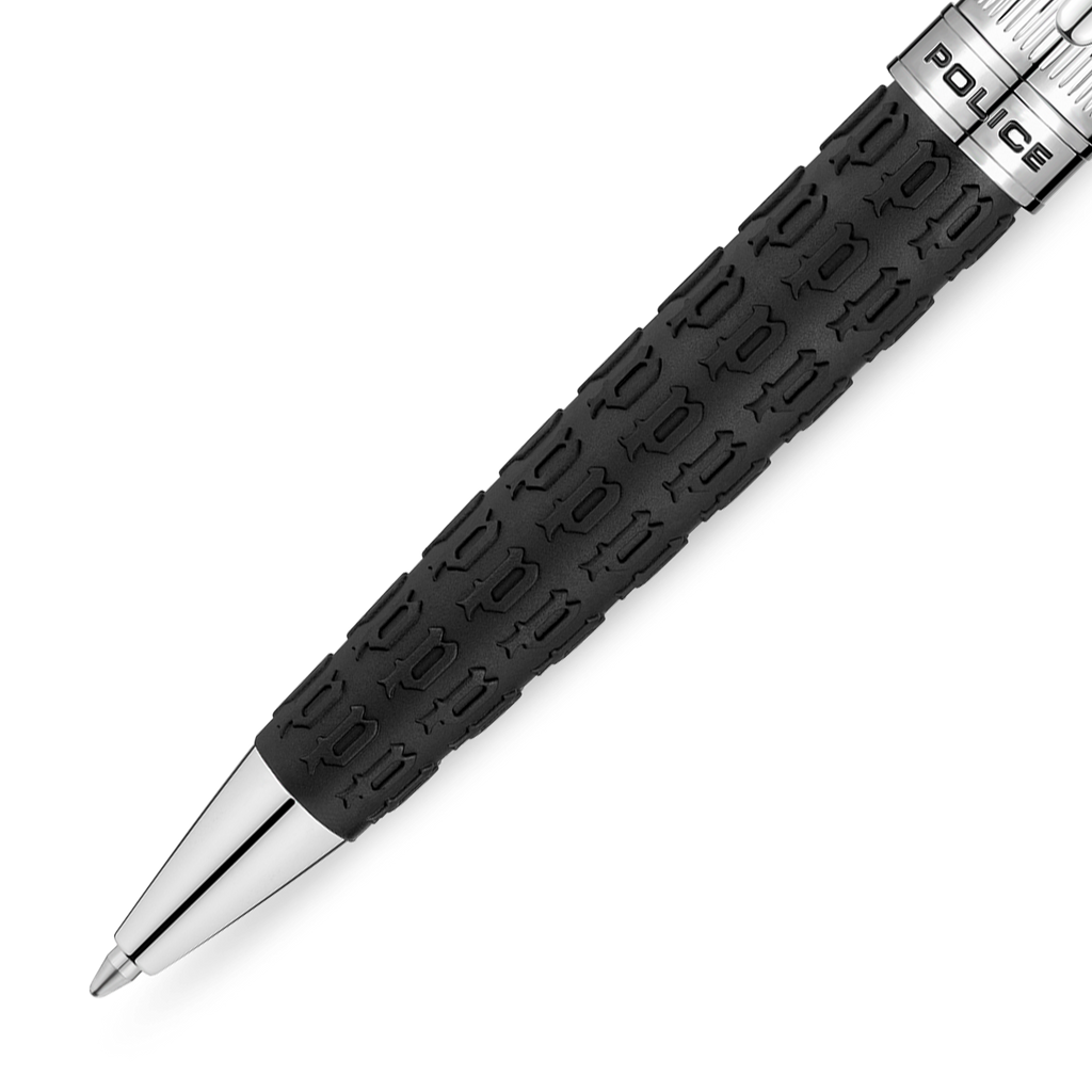 Police Texture Black P Logo With Shiny Steel Gordon's Pen