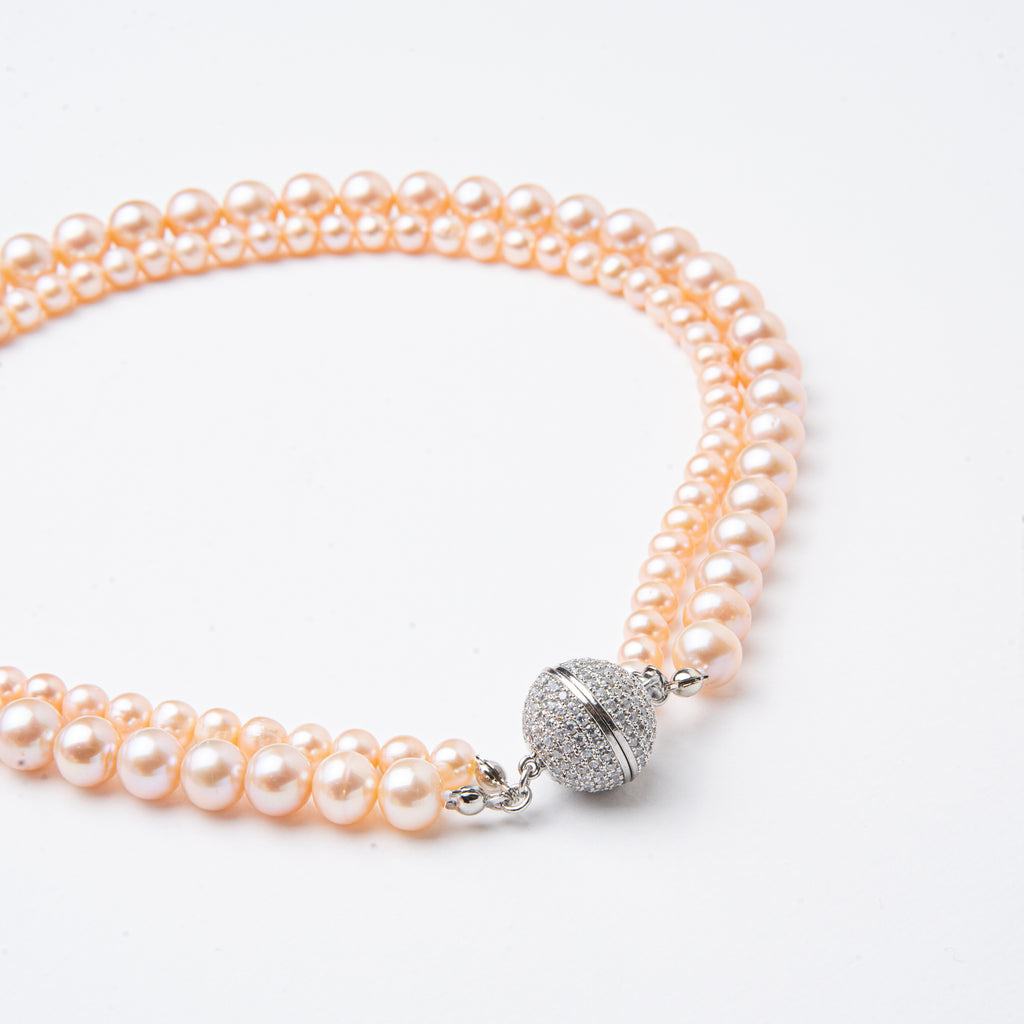Bronzallure Cultured Fresh Water Pearl Peach Necklace