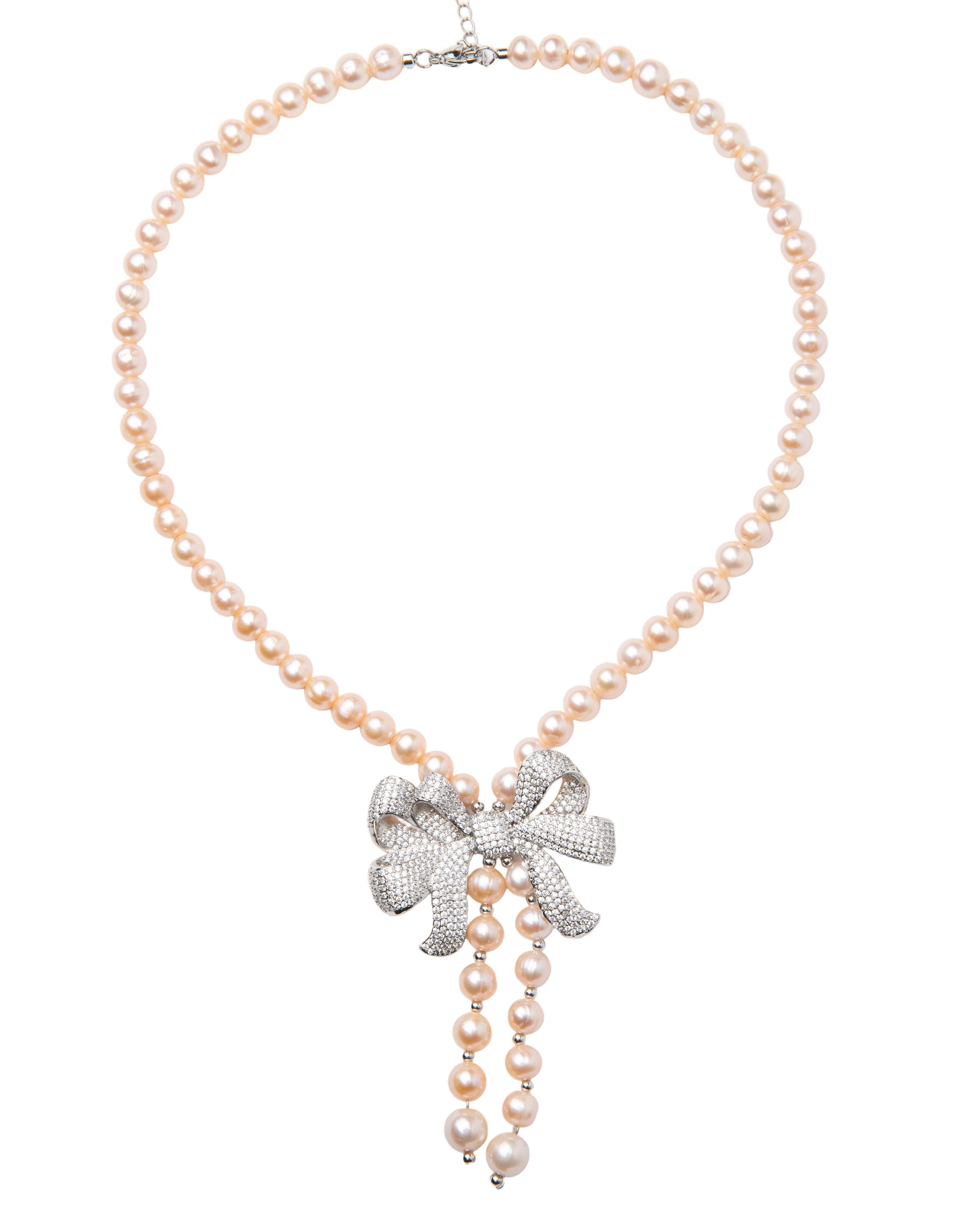 Bronzallure Necklace Fresh Water Cultured Pearl Peach