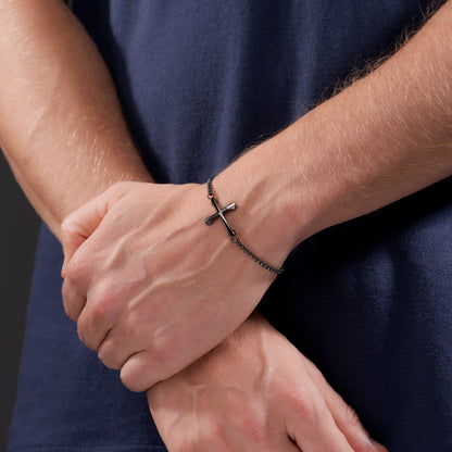 POLICE DIE-CUT GUN CROSS MOTIF CHAIN BRACELET