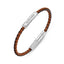 Police Men's Die-Cut Brown and Tan Bi Colour Leather with Wing Logo Bracelet