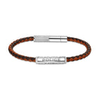 Police Men's Die-Cut Brown and Tan Bi Colour Leather with Wing Logo Bracelet