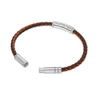 Police Men's Die-Cut Brown and Tan Bi Colour Leather with Wing Logo Bracelet