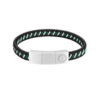Police Twist Black & Dark Green Woven Leather Bracelet For Men