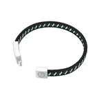 Police Twist Black & Dark Green Woven Leather Bracelet For Men