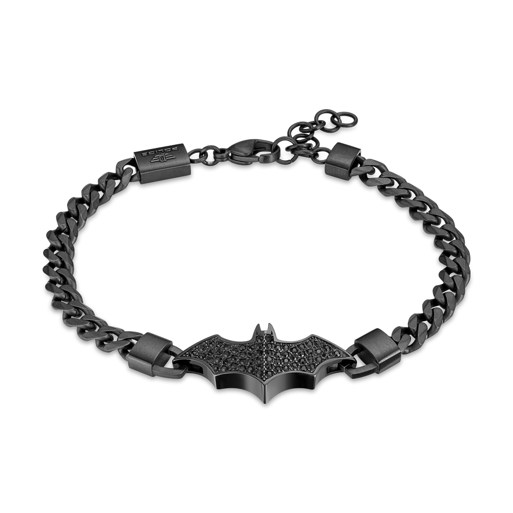 Police Batarang Limited Edition Black Chain Bracelet with Crystal Bat Motif