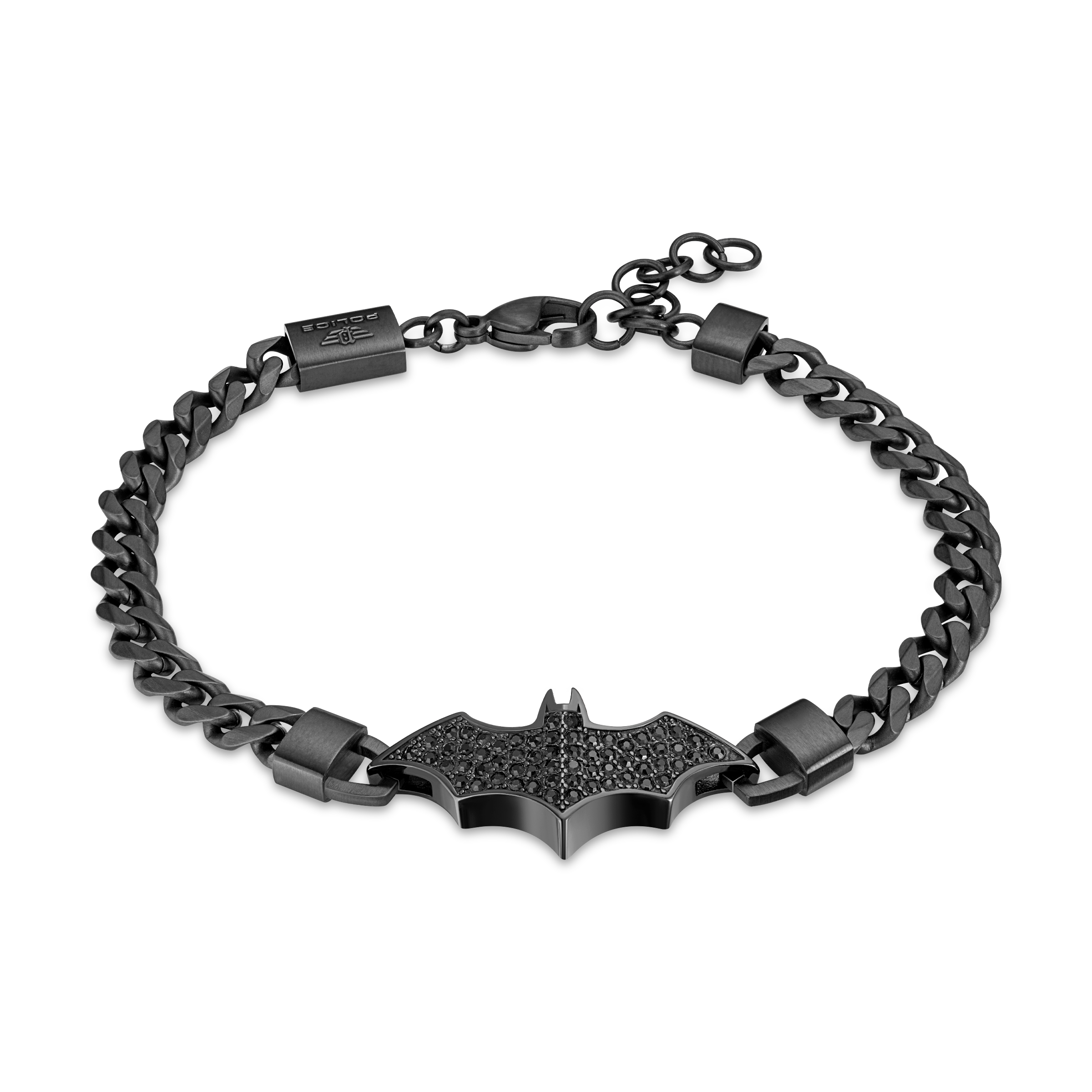 Police Batarang Limited Edition Black Chain Bracelet with Crystal Bat Motif