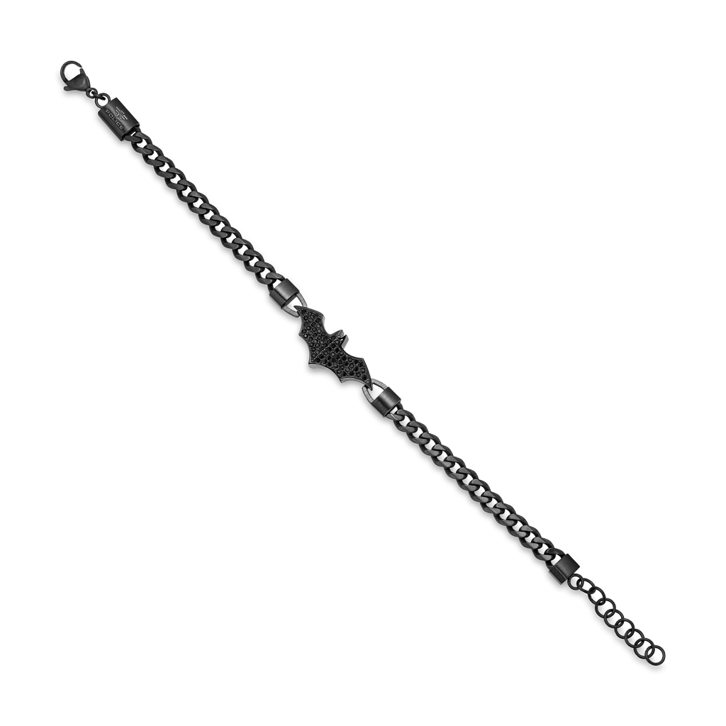 Police Batarang Limited Edition Black Chain Bracelet with Crystal Bat Motif