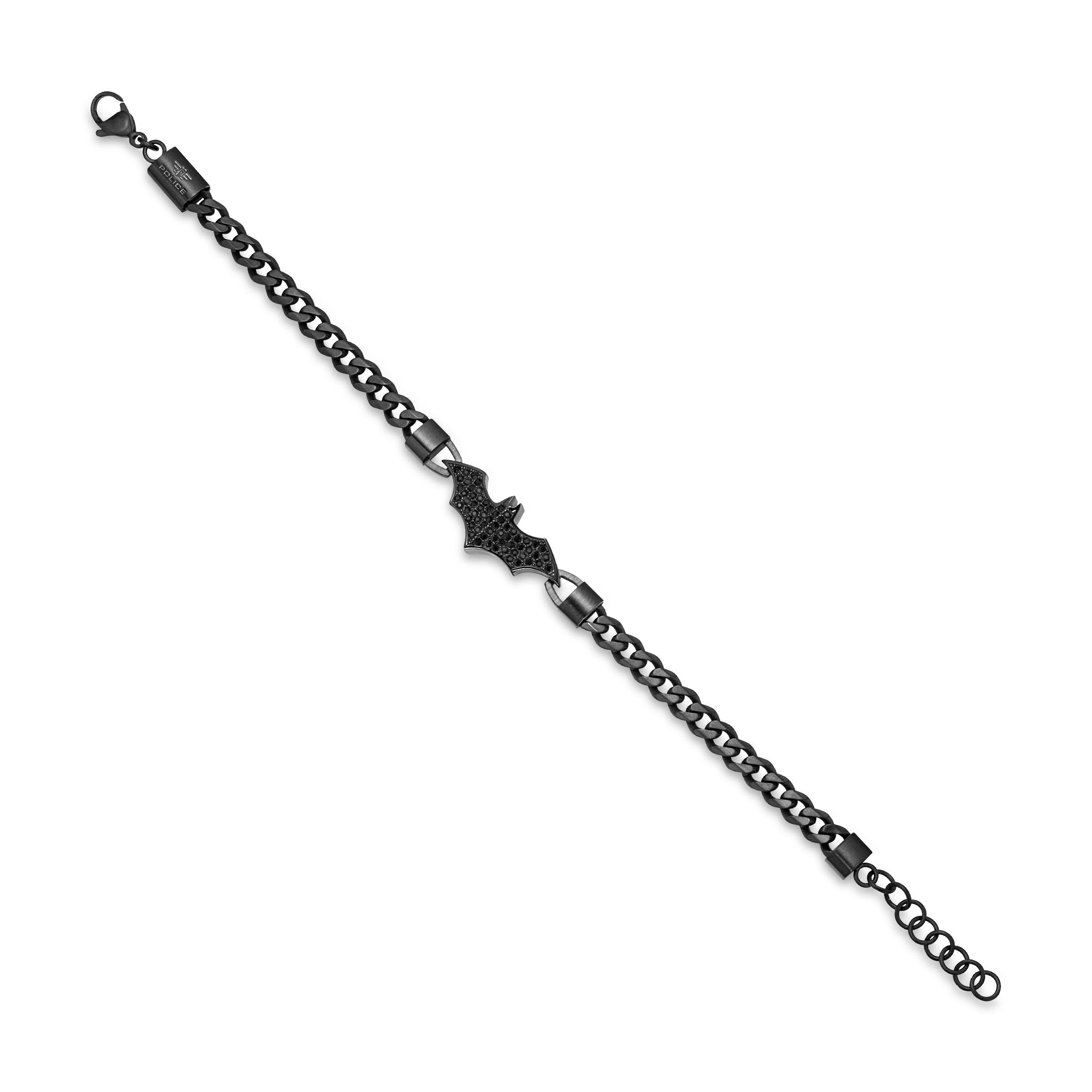 Police Batarang Limited Edition Black Chain Bracelet with Crystal Bat Motif