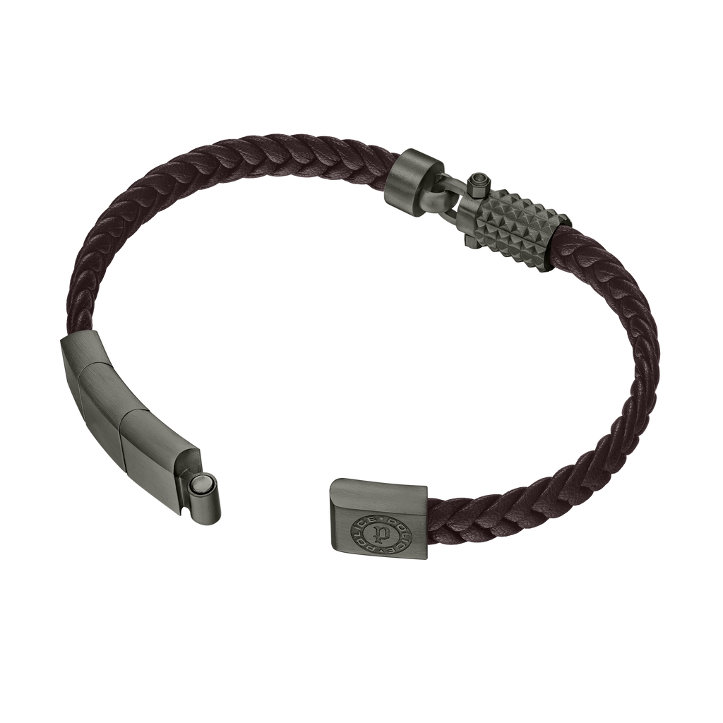 Police Wrath Men's Brown & Grey Bracelet Stainless Steel