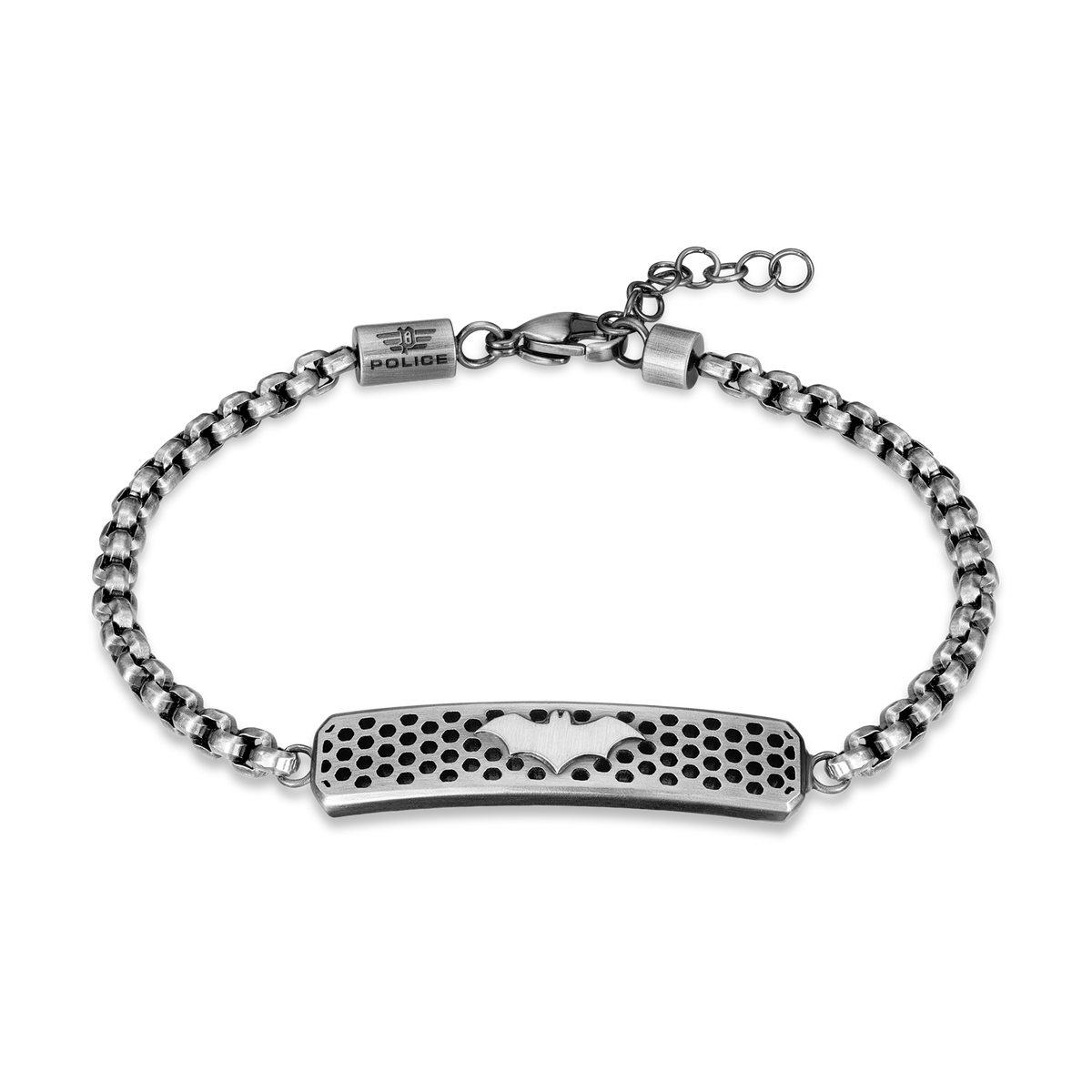 Police Protector Limited Edition Antique Stainless Steel Bracelet with Bat Motif Police Protector Limited Edition Antique Stainless Steel Bracelet with Bat Motif