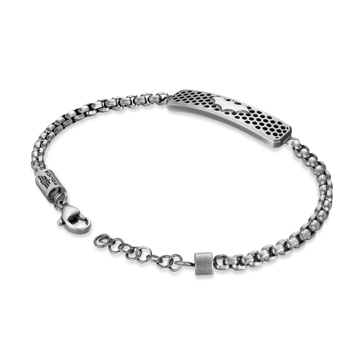 Police Protector Limited Edition Antique Stainless Steel Bracelet with Bat Motif Police Protector Limited Edition Antique Stainless Steel Bracelet with Bat Motif