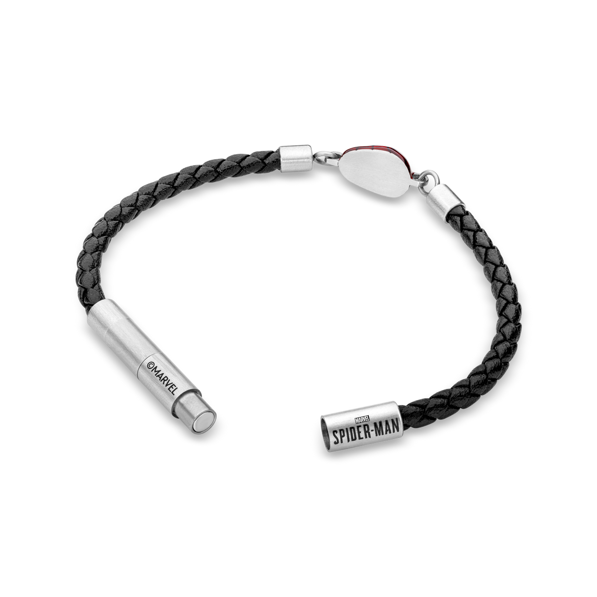 Police Webslinger Limited Edition Black Leather Bracelet with Stainless Steel and Red Accents Police Webslinger Limited Edition Black Leather Bracelet with Stainless Steel and Red Accents