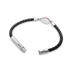 Police Webslinger Limited Edition Black Leather Bracelet with Stainless Steel and Red Accents