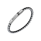 Police Modish Stainless Steel Bracelet with Black and Grey Leather Straps